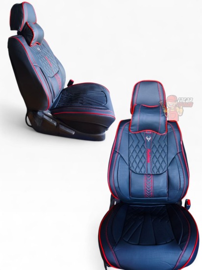 CUBRE ASIENTO JB NEGRO CON COSTURA ROJO ( FASHION )