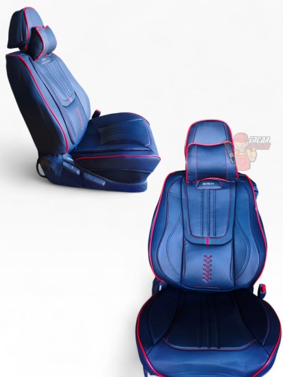 CUBRE ASIENTO JB NEGRO CON COSTURA ROJO ( GUCCI )