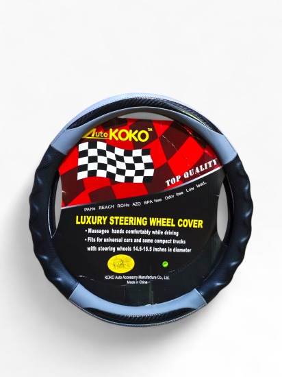 CUBRE VOLANTE KOKO NEGRO CON GRIS