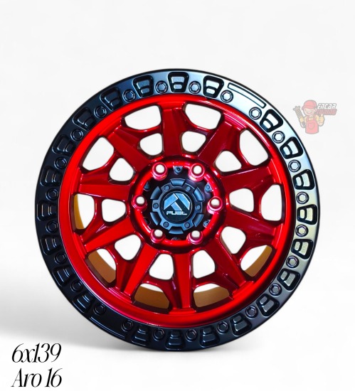 LLANTA FUEL ROJO/BORDE NEGRO 6X139 ARO 16 (COD R1038) IMPOR