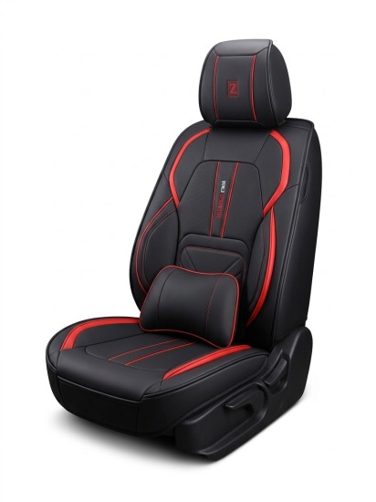 CUBRE ASIENTO NEGRO CON ROJO KTC04